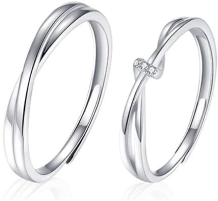 2 Pcs Anelli in Argento 925 per Donna Uomini, Anelli di Coppia,Anello Regolabile con Nodo d'amore in Argento, Anelli di Fidanzamento in Argento 925, Matrimonio Anelli Promessa Regalo di Anniversario