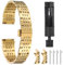 sourcing map Stainless Steel Watch Bands 12mm Double Pressing Butterfly Clasp Metal Solid Steel Chain Watch Strap Replacement Fits Smart Watch for Men Women, Gold Tone