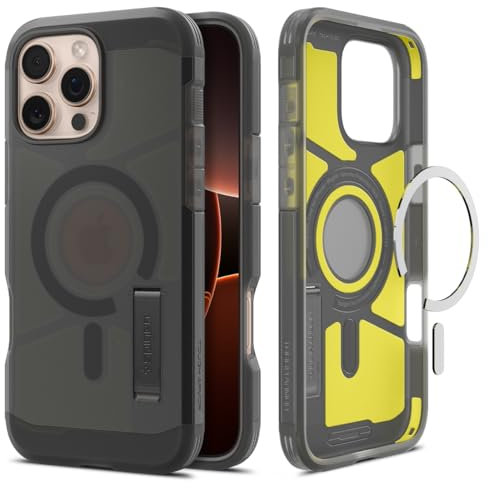 Spigen Tough Armor (AI) MagFit Hülle für iPhone 16 Pro, Kompatibel mit MagSafe Zubehör -Frost Black