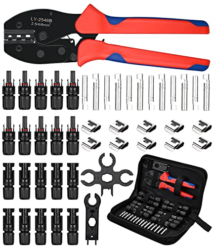 43 PCS Solar Stecker Crimpzange Set für 2.5/4/6mm² PV Kabel, und pv stecker, Solarstecker Stecker Crimpzange Sätze für Solarstecker Kabel mit 10 Paar Männlich Weiblich Stecker,1 Schraubenschlüssel