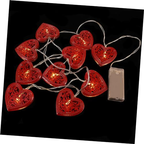 BCOATH Herzförmige Lampenkette Valentinstags-lampenkette Ausgehöhlte Lampenkette Schöne Ornamentlampe Led-lampenkette Ohne Batterie Rot