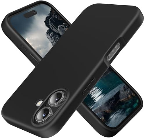 TAXXOE Silicone Case Compatible with iPhone 16 Case Soft Ultra Slim Protective Shockproof Liquid Silicone Phone Case,Anti-Scratch Microfiber Lining, 6.1 Black