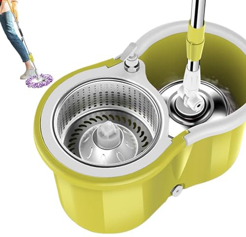 Cubo para trapeador con escurridor,Trapeadores para Limpieza de Pisos con escurridor,de trapeador Ajustable para Limpieza de Pisos Juego de trapeador y Cubo para Pisos - Ligero de la Limpieza