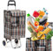 40Liter Wasserabweisender Trolley Einkaufstrolley Klappbar, Shopping Trolley, Einkaufswagen Faltbar, Einkaufstasche mit 2 Rädern, Einkaufskorb mit Rollen (Braun/Blau kariert)