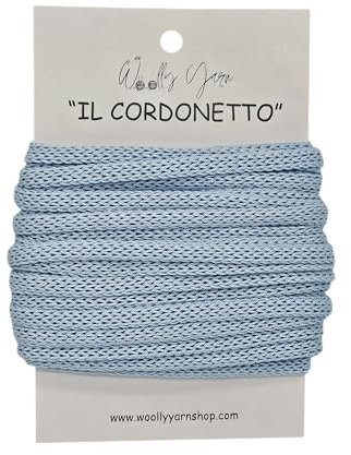 Woolly Yarn, il cordonetto, Filo per tricotin, 6mm per 5-10 metri, fiocchi nascita, decorazione e hobby creativi (Azzurro, 5 METRI)