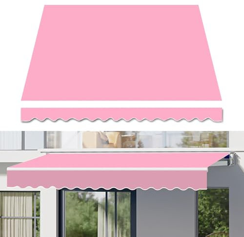 KUANGGE Terrassenmarkise, einziehbar, Ersatz-Segeltuch | Sonnenschutz aus Polyester, Fenster-/Tür-Terrassenüberdachung, UV- und wasserbeständiger Stoff für Terrasse, Balkon, Hof (Farbe: Rosa, Größe: