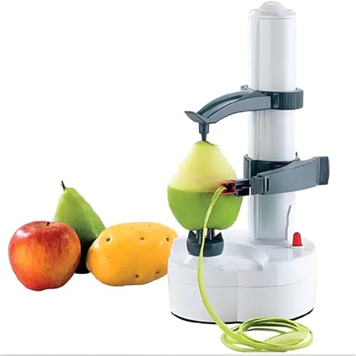 Éplucheur de Pommes de Terre électrique, éplucheur Rotatif Automatique avec 2 Lames supplémentaires, Coupe-Fruits et légumes Automatique en Acier Inoxydable, adapté pour éplucher Les légumes Fruits