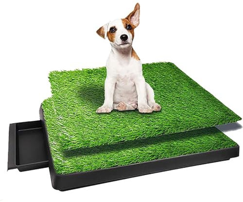 TOOSOAR Toilettes pour Chiens,63 X 51CM Toilettes pour Chien Gazon Artificiel,avec Plateau et 2 pièces de Gazon Synthétique,pour Balcon/Jardin/Toilette