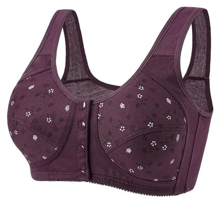 Reggiseno di Grandi Dimensioni con Tracolla Regolabile con Coppa Modellante sul Davanti in Pizzo Sexy da Donna Reggiseno Senza Spalline Seno Grande Coppe Adesive (Purple, 38)