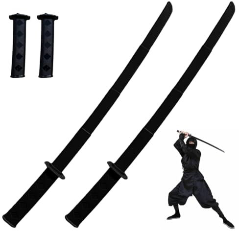 HQRKOTM 2 Piezas Espada Ninja, Espada Telescópica Impresa en 3D, Katana, Espada Samurai, Katana Deadpool, Juguete de Samurai Retráctil de Plástico para Fiesta Temática, Carnaval (Negro)