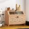 MROJISC Natural Bread Bin, Wooden Bread Bin Double Layer with Transparent Window, Large Breadbox Bread Bins for Kitchen Countertop Food Storage
