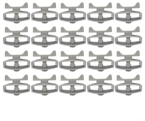 Lot de 20 tendeurs de clôture en fil de fer avec poignée pivotante - En maille plastique - Résistant aux intempéries - Facile à installer - Gris