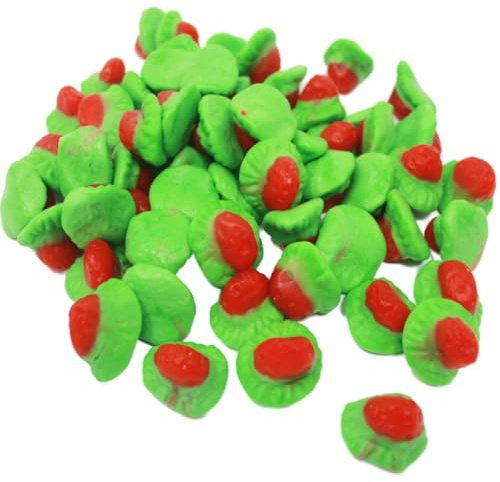 Fruchtgummi Jelly Erdbeeren mit grünem Fruchtgummi Boden halal 300g
