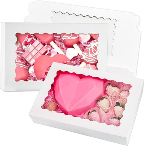 12 Pack Large Rectangle Brownie Boxes Loaf Cake Box with Window 12x8x2.5 | Rectangle Cookie Boxes Bakery Boxes for Wedding Party Birthday Christ（30.5 X 20.3 X 6.5cm）