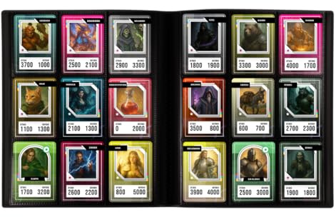 Konix Sammelordner für 360 Sammelkarten - 9 Taschen 63 x 88 mm pro Seite - Kompatibel mit Magic The Gathering, Pokémon, Yu-Gi-Oh! - Schwarz