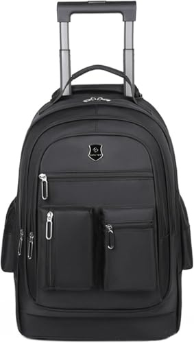 Rucksack Mit Rädern, 16,5 Zoll Rollender Laptop-Rucksack, 35-Liter-handgepäck Auf Rädern Unter Dem Sitz Für Reisen Business School, Black