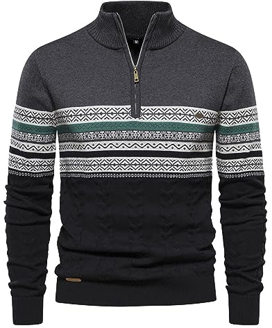 Maglia Uomo Collo Alto Termica Half Zip Caldo Maniche Lunghe Giacca Pullover in Maglia Tinta Unita Morbido Taglie Forti Maglione Uomo Invernale Maglione Uomo Norvegese Pullover Uomo Invernale