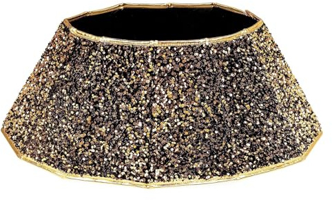 Weihnachtsbaum Rock Stand Basis,Weihnachtsbaum Skirt,Glitter rustikale Weihnachtsbaum Stand Abdeckung Ring für Party Dekor Ornamente (Schwarz)