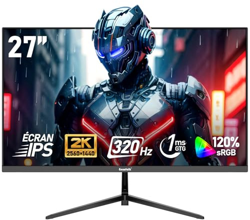Gawfolk Schermo PC 27 pollici, 2K WQHD (2560×1440P), 320Hz Monitor Gaming