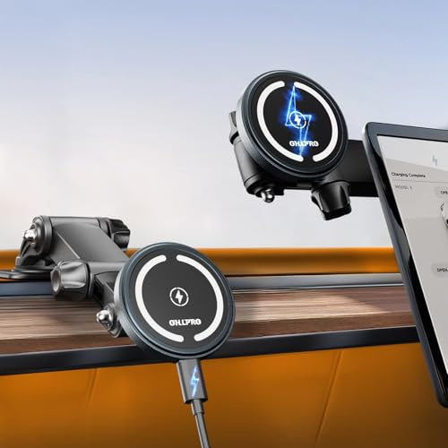 OHLPRO Magsafe Autohalterung mit Saugnapf & Teleskoparm, 15W Kabelloses Ladegerät, Handyhalterung Auto Magnet für Windschutzscheibe & Armaturenbrett, für iPhone 17 16 15 14 13 12 Pro Max Plus