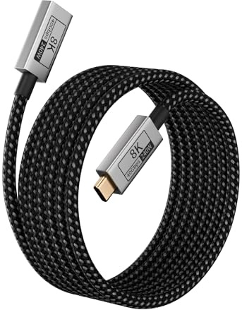 UPPDEFFST largo 3 m Cable Alargador Type-C Macho a Hembra Compatible con Thunderbolt 5, USBC Extension 40Gbps Transmisión de datos,240W Carga rápida,8K@120Hz Para Monitor/Laptop/SSD/Docking.