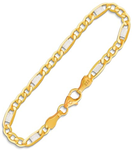 EDELIND Goldarmband Damen Herren 333 585 Echtgold 3.5 mm - Fantasiekette Gelbgold & Bicolor 18-24 cm Länge - auch 375 750 Gold Armkette mit Geschenkbox