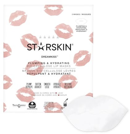 STARSKIN Dreamkiss (2 Pièces), Masque à Lèvres Coréen en Bio-Cellulose, Hydratant & Repulpant, Patchs pour les Lèvres Anti-Rides & Anti-Ridules