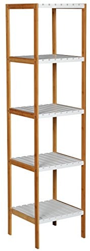 MSV Regal 5 Etagen, Bambus, braun, 140 x 34 x 33 cm, 13 Stück, 140x34x33 cm