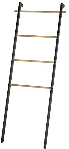 Kela Handtuchleiter, Oak, 4 Stangen, Pulverbeschichtetes Metall mit Eichenholz, 24263, Schwarz matt