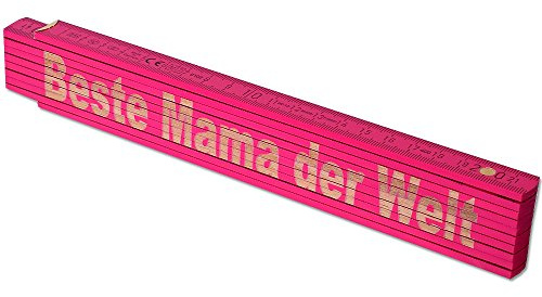 TE-Trend Zollstock Pink 2 Meter Maßstab Gliedermaßstab Laser Gravur Spruch Vatertag Muttertag Mama Geburtstag Beste Mama der Welt