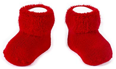 CALZITALY Calze Neonato Calde | Scarpine Baby Bambini Inverno | Calzini Colorati per Neonati | Taglia Unica 0-24 Mesi | Made in Italy (Taglia Unica, Rosso)