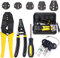 Hilitchi 4 Pc Wire Crimping Tool Kit with 5 Interchangeable Dies, Wire Cutter/Stripper, Screwdriver, Terminal Removal Tool Key for Insulated & Non-insulated Terminals or Ferrules
