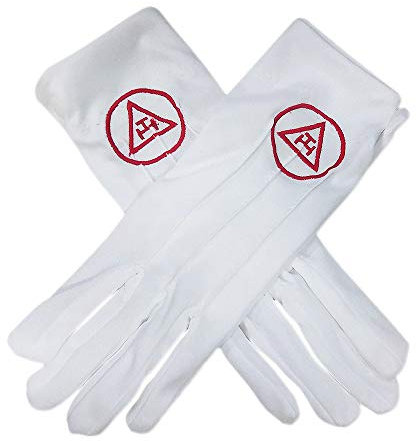 Imason Freimaurer-Handschuhe Royal Arch, handbestickt, Weiß