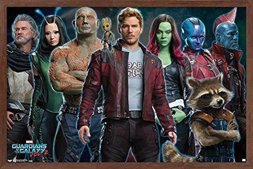 Trends International Marvel Cinematic Universe – Guardians of the Galaxy 2 – Wandposter Einschüchterung, 37,4 x 56,8 cm, gerahmte Version Mahagoni