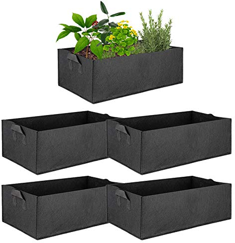 ValueHall Sac de Culture rectangulaire avec poignées Lot de 5 Sacs carré Contenant de Plantation surélevés Sacs de Culture carrés en Tissu d'aération pour Fleurs et légumes V8020A (L)