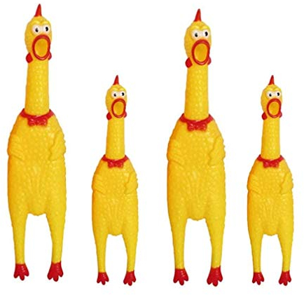 KOMUNJ 4 Stück Gummi Schreiend Hühner Spielzeug Gelb Gummi Quietschen Hühner Spielzeug Neuheit und Dauerhaft Gummi Huhn, Dekompression Werkzeug Gadgets