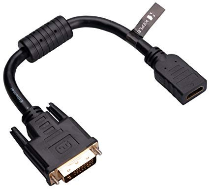 Adaptateur câble HDMI vers DVI (DVI-D Dual Link 24 + 1) Adaptateur HDMI Femelle vers DVI mâle avec connecteur à Plaque ou convertisseur Full HD 1080P 15cm