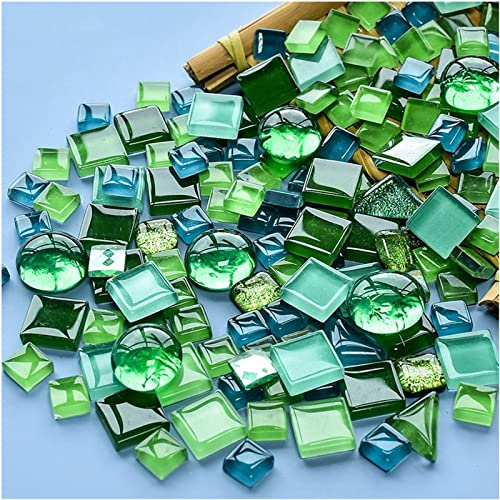 200 g di mosaico di cristallo di colore misto, piccole piastrelle di mosaico fai da te per bambini fai da te fai da te in cristallo per artigianato bagno cucina decorazione casa (serie verde)