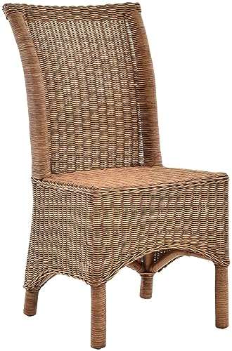 Krines Home Rattan Esszimmerstuhl hohe Rückenlehne Rattanstuhl Esszimmer Korbstuhl (Vintage Braun)