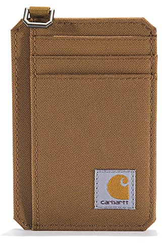 Carhartt Herren Vordertasche, strapazierfähige Canvas oder Leder Geldbörse mit & ohne Geldclip, Nylon Duck Brown, Einheitsgröße