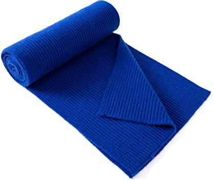 Unisex-Kaschmirwolle Klassischer, gerippter, fester Schal, ultraweicher, warmer Winterschal mit Geschenkbox (Saphirblau)
