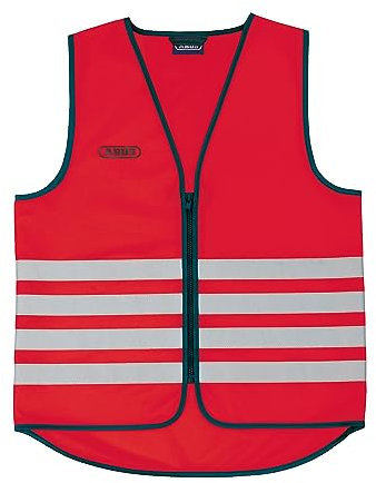 ABUS Warnweste Lumino Day Vest – rote Sicherheitsweste für bessere Sichtbarkeit bei Tag und Nacht - für Erwachsene - mit Reißverschluss - Größe L