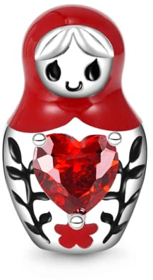 GNOCE Kalb umarmt Herz Edelstein Charm Bead 925 Sterling Silber Tiere Charms Schmuck Geschenk für Mädchen Frau passend Schlangenkette Armbänder/Halskette