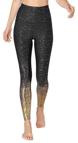 SOIMISS 1 Stück Vergoldungslänge Bleistiftübung für Yoga-Leggings mit Goldverlauf Damen Workout Taille Prägefolie mit Bequemem Tailliertem Druck Jogging Pailletten Fitnesshose Kontrolle