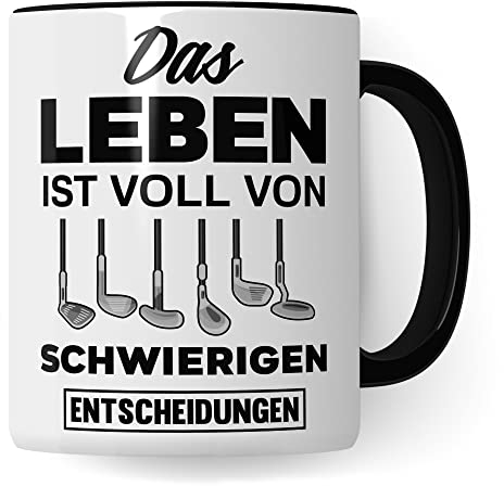 Golf Tasse Geschenkidee Golfen Kaffeetasse Humor Witz Geschenk für Golfer Spieler Kaffeebecher Golfschläger Becher (Weiß & Schwarz)