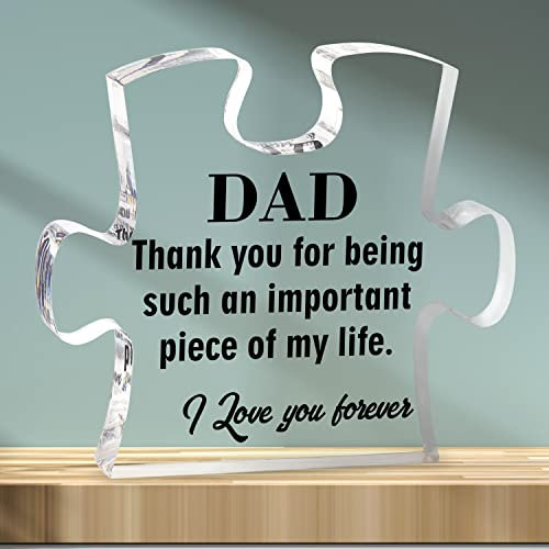 Merclix Gifts for Dad Who Has Everything Puzzle Shaped Acrylic Plaque Dad Gifts from Daughter Daddy Presents from Son Fathers Day Birthday Christmas Ideas