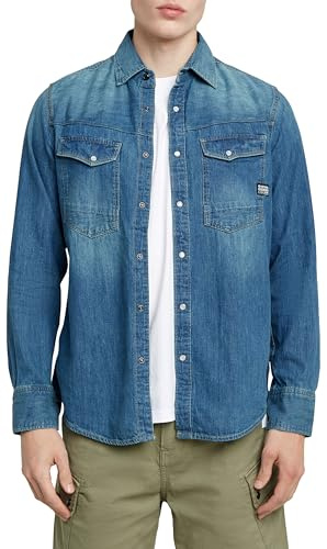 G-STAR Herren Dakota Slim Hemd, Blau (Faded Cricket Blue D23616-D252-D891), XL