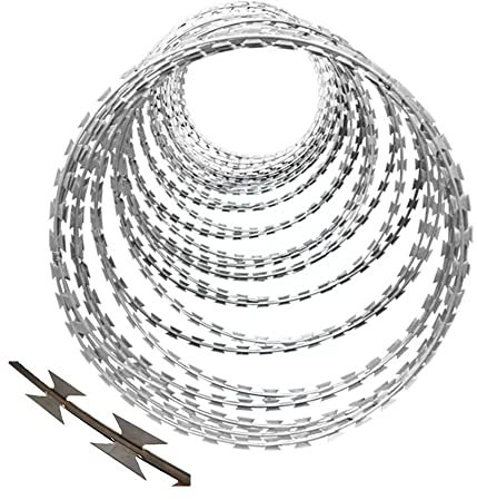 Stacheldraht Galvanisiertes Band Stacheldraht Helical Gartenzaun-Clip Aus Verzinktem Stahl Mit Konzertina-Rasiermesserdraht Für Sichere Websites, Farm Zaun Outdoor Gartenschutz ( Farbe : Silver , Größ
