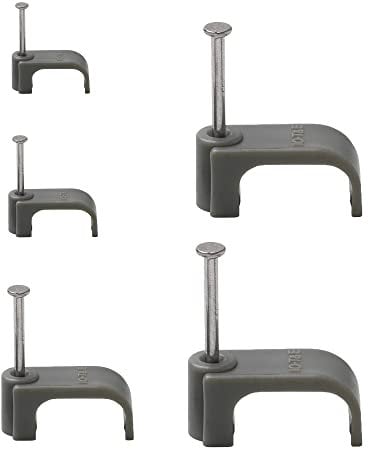 UKCABLE-TIES Flat Cable Clips 1.5mm Grey Twin and Earth Nail Clips - Pack of 50