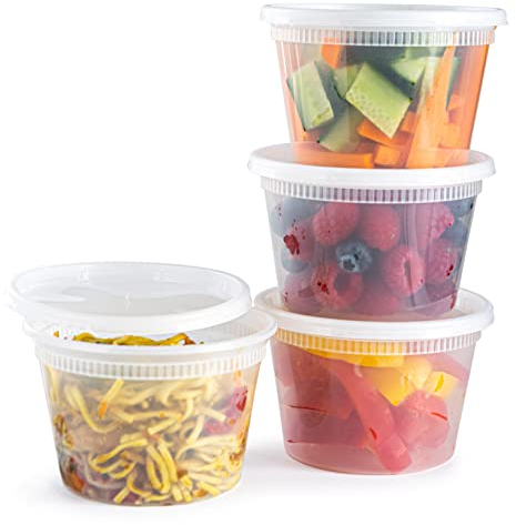 Caterserve 16oz Plastic Containers with Lids (12-Pack) - Perfect for Meal Prep and Food Storage